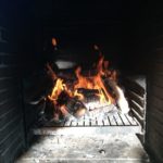 The barbecue lit in the Villa near Barcelona in Riudarenes (Girona - Costa Brava)