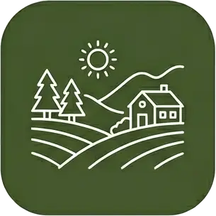 Icono representativo del entorno natural y sostenible de la masía Can Micos, Girona.