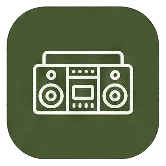 Icono de equipo de música y mini-cadena disponible en la casa rural Can Micos, Girona.