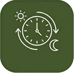 Icono de flexibilidad de horarios para entrada y salida en la casa rural Can Micos, Girona.