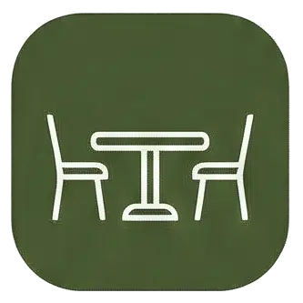 Icono de mesa de comedor con capacidad para 25 personas en la casa rural Can Micos, Girona.