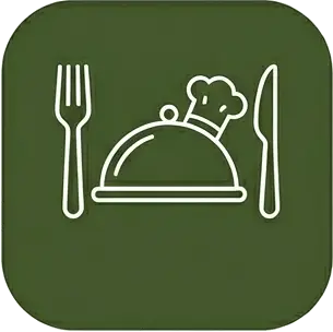 Icono de servicio de catering y comidas para grupos en la casa rural de Can Micos, Girona.