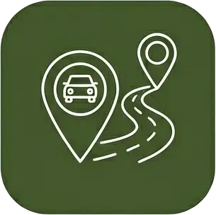 Icono de ubicación con fácil acceso en coche a la casa rural Can Micos, Girona.