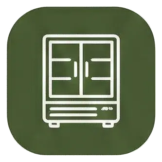 Nevera bajo mesa tipo restaurante en la cocina de la casa rural Can Micos (Girona), ideal para enfriar bebidas en grupos grandes.